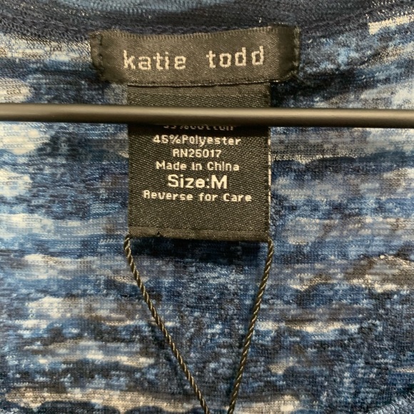NWT Katie Todd Blue Top Size Medium - Picture 3 of 5